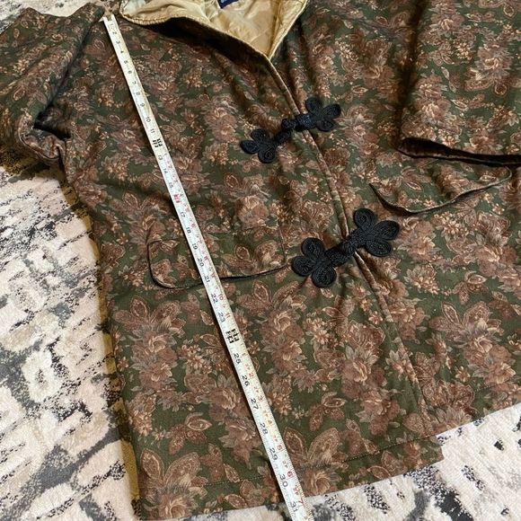 Vintage Toggle Button Jacket Brown Floral Womens XL - Picture 7 of 8